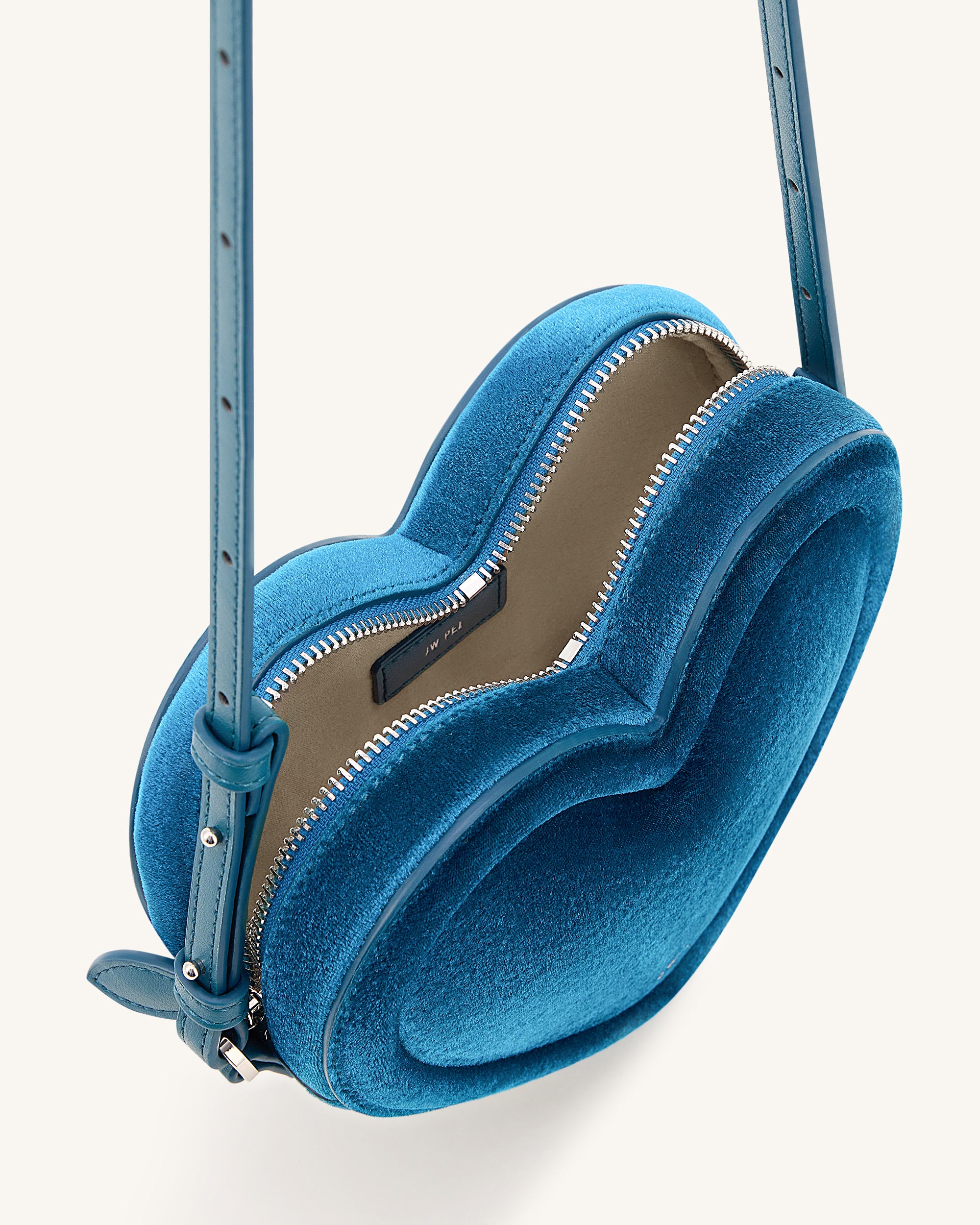 Arlene Velvet Heart Shaped Bag - Blue - Image 4