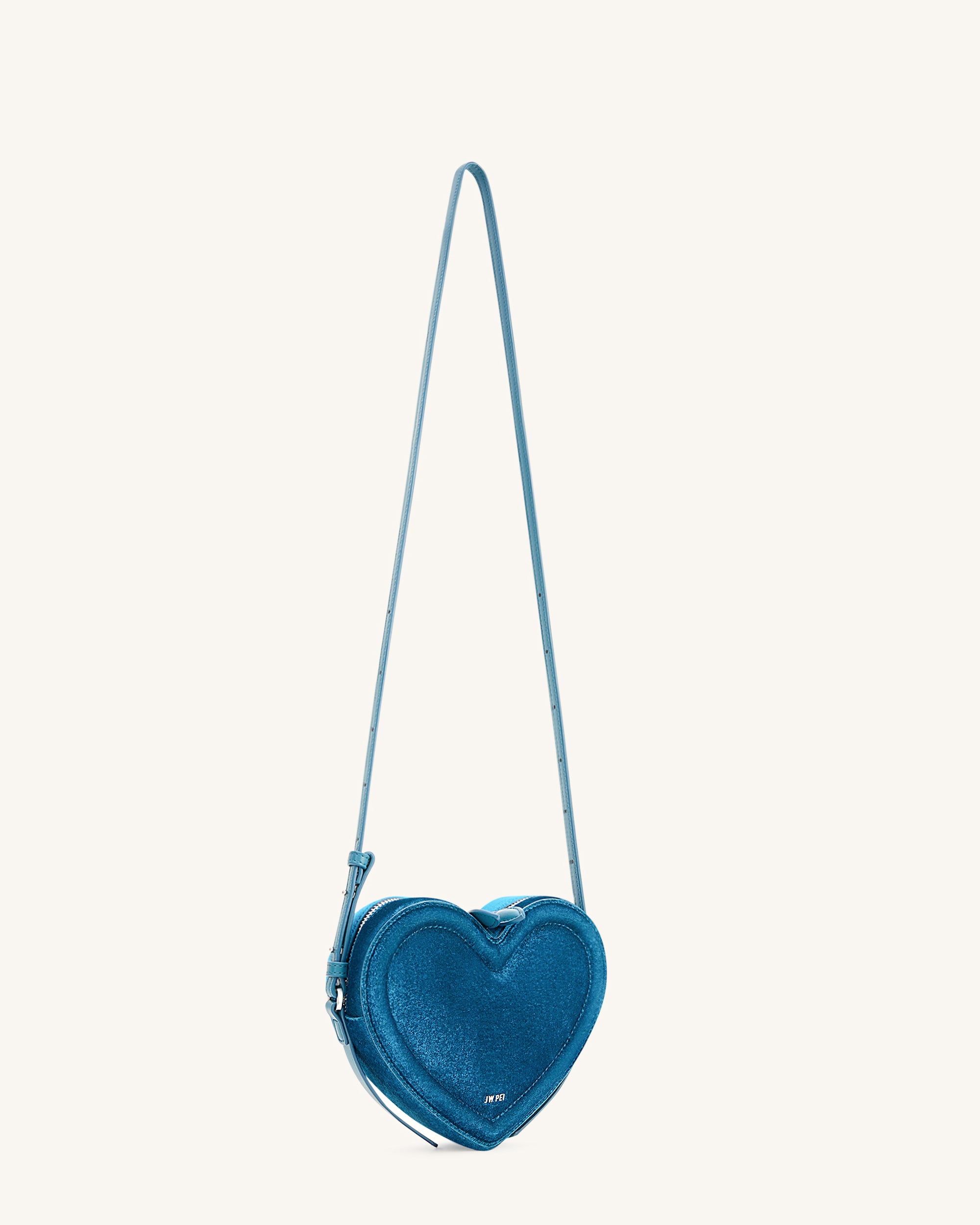 Arlene Velvet Heart Shaped Bag - Blue - Image 2
