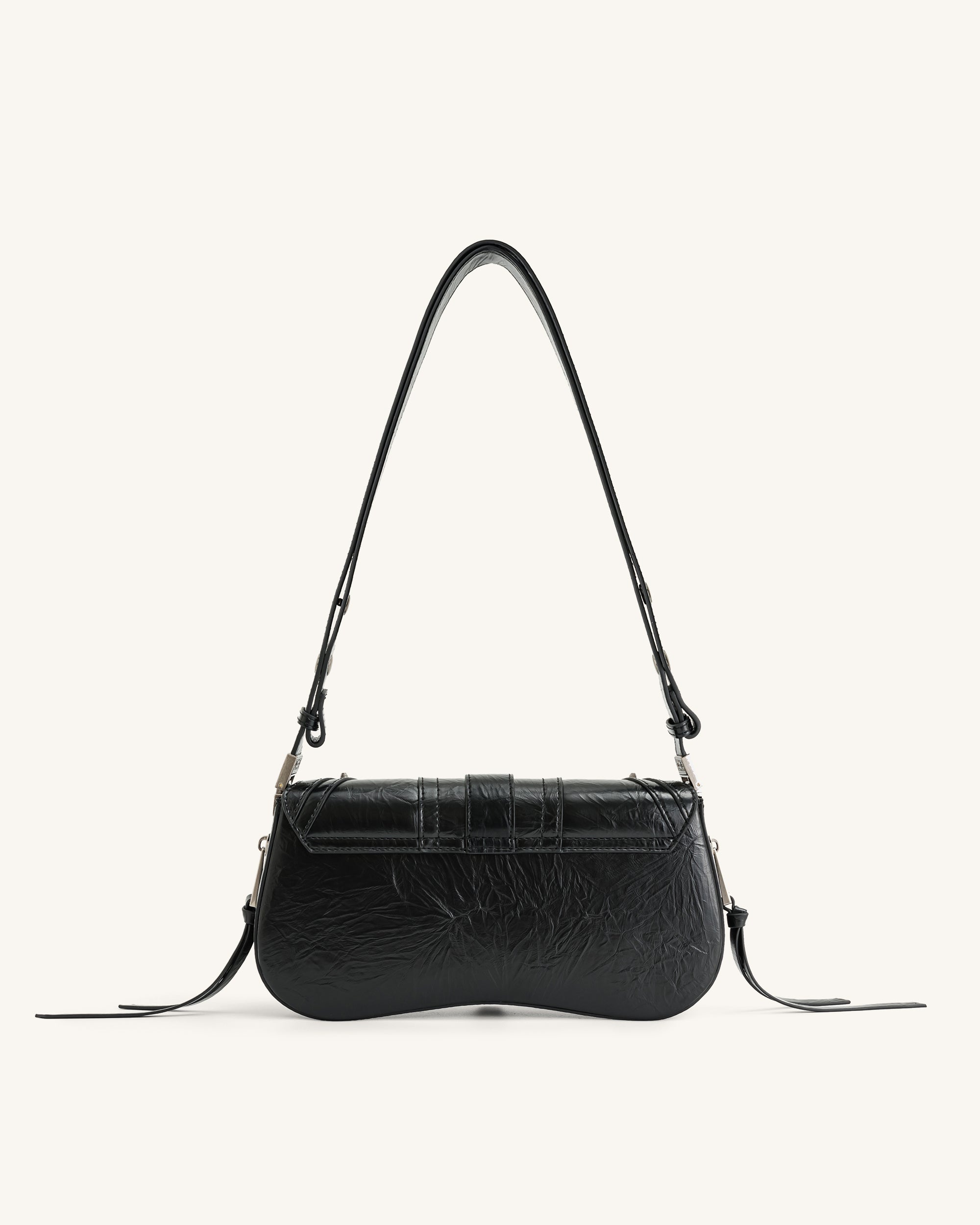 Joy Crushed Shoulder Bag - Black - Image 4