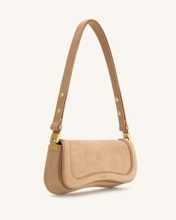 Alternative view of Joy Croc-Embossed Faux Suede Shoulder Bag - Beige