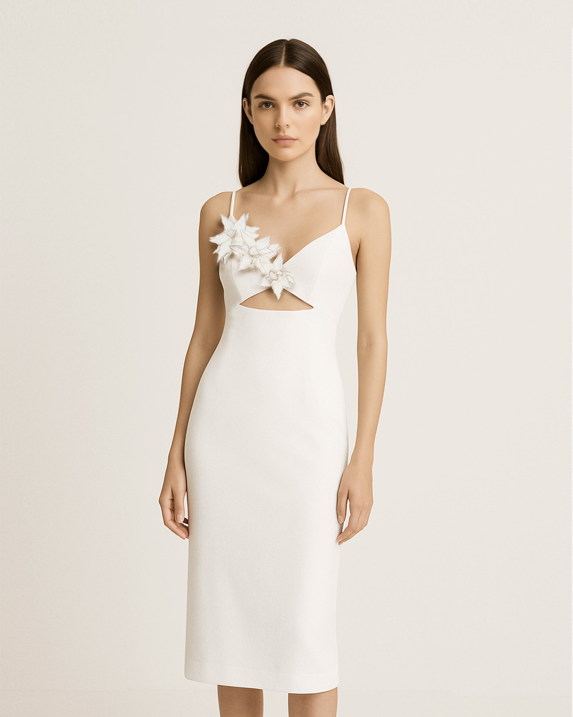 Bloom-Cut Contour Dress - White - Image 2
