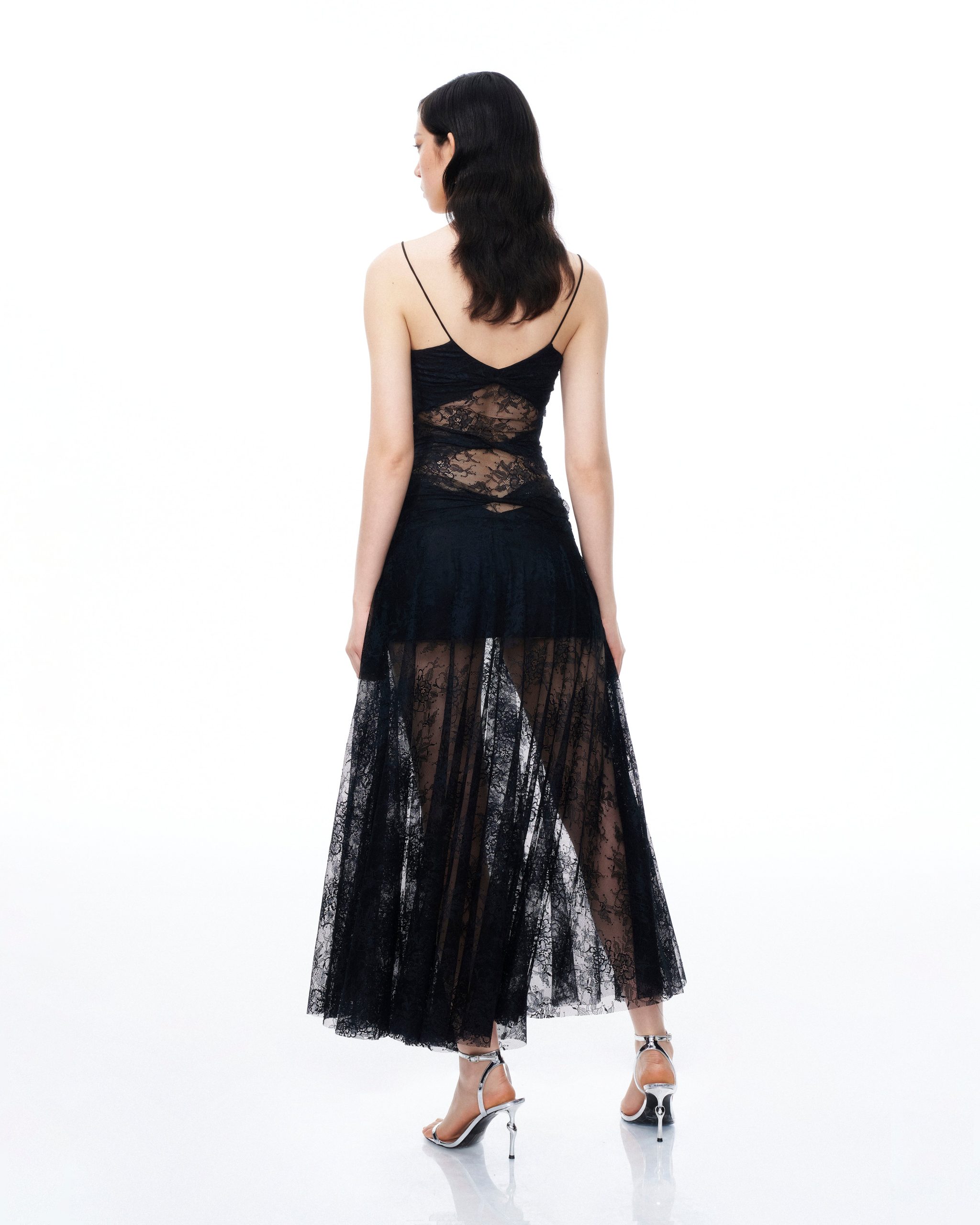 Indigo Floral Lace Dress - Black - Image 3