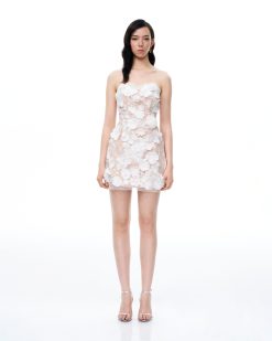 Serafina Floral Embroidered Mini Dress - White