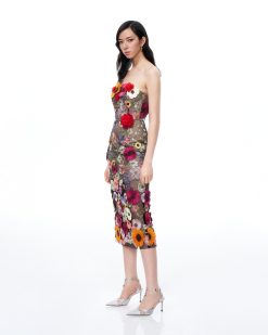 Alternative view of Isolde 3D Floral Embroidered Maxi Dress - Black Multi