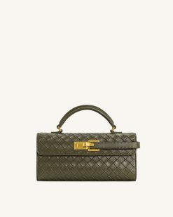 Keyla Weave Texture Top Handle Bag - Olive Green