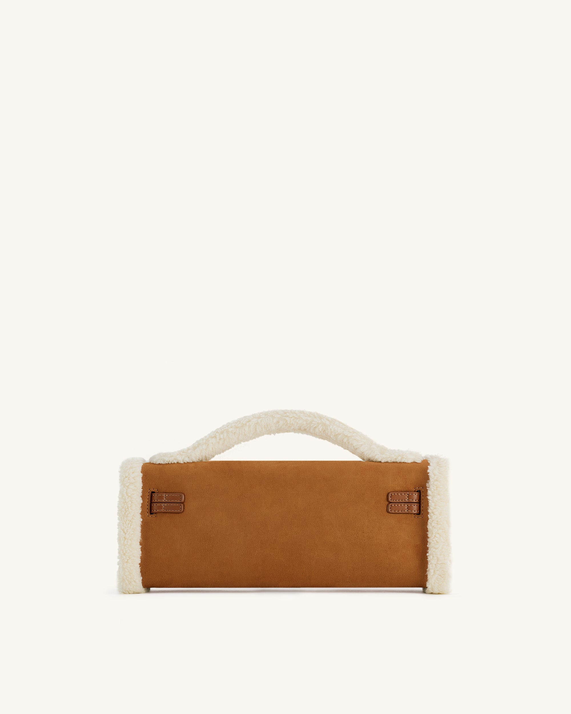 Bria Faux Suede Structured Top Handle Bag - Yellow Brown - Image 3
