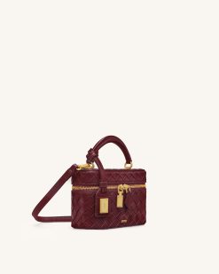 Alternative view of Cleo Woven Texture Box Shape Top Handle Bag - Claret