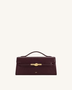 Lena Metal Rope Knot Top Handle Bag - Deep Claret