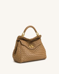 Alternative view of Lucia Classic Top Handle Woven Bag - Brown
