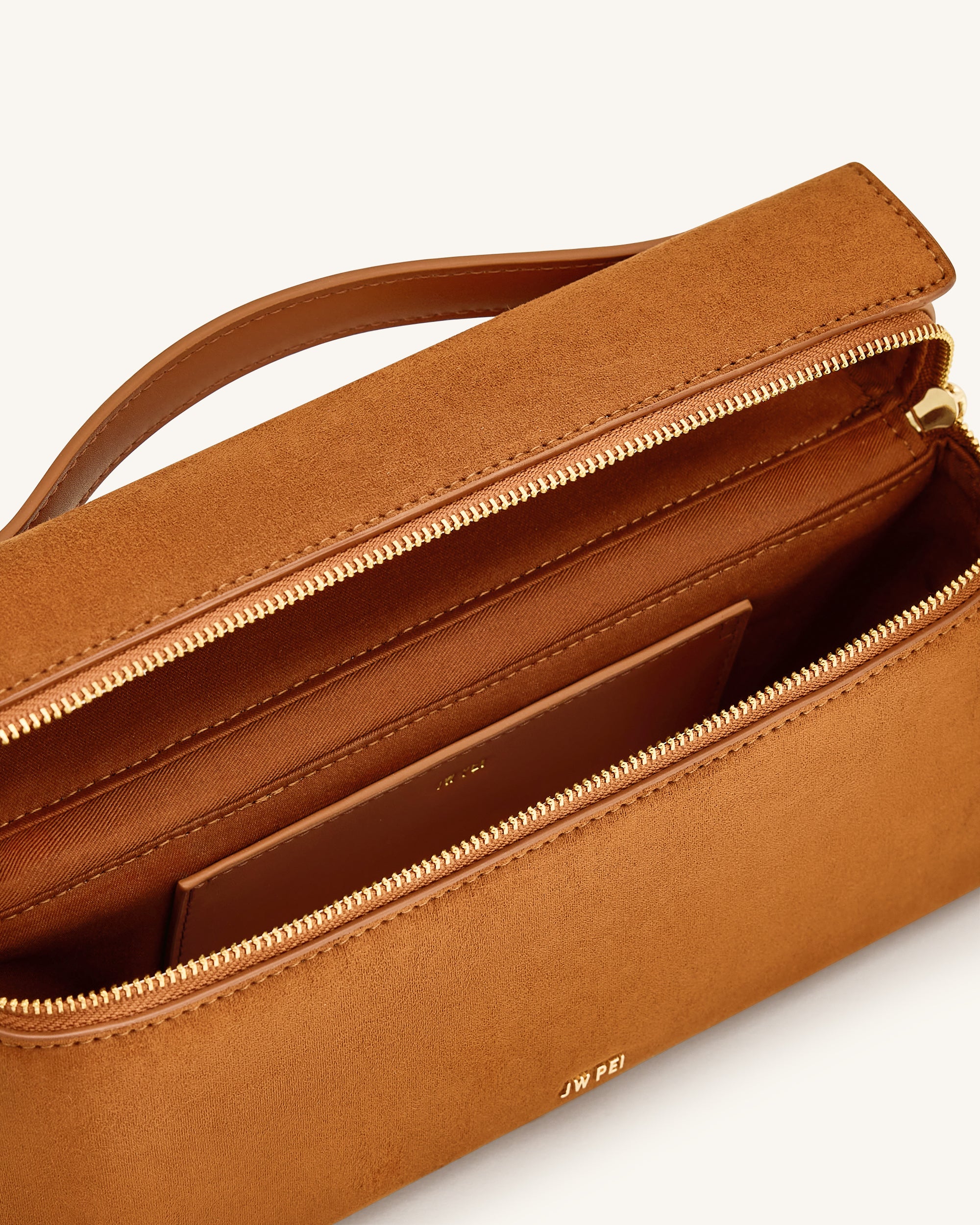 Thea Faux Suede Top Handle Bag - Camel - Image 4