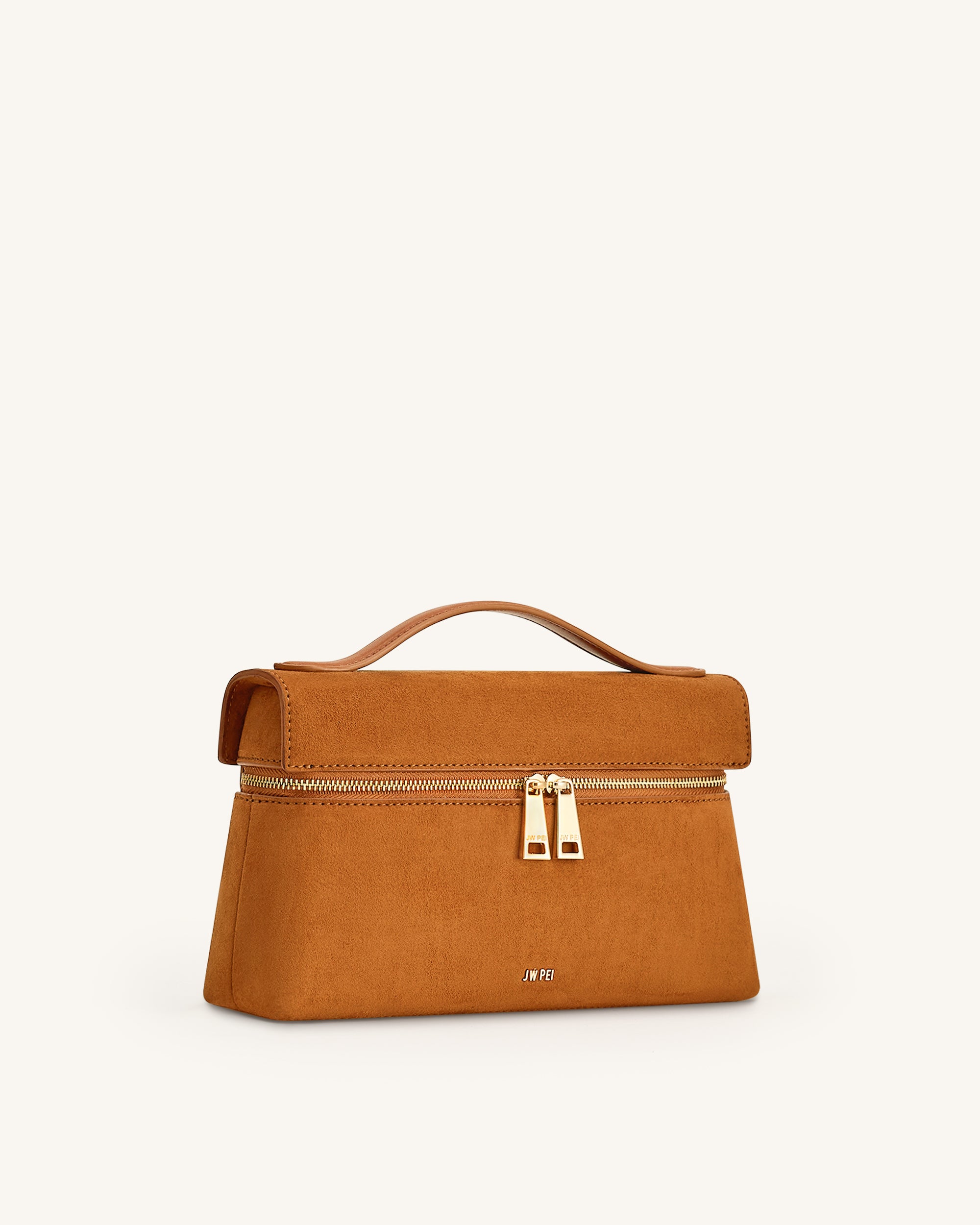 Thea Faux Suede Top Handle Bag - Camel - Image 2