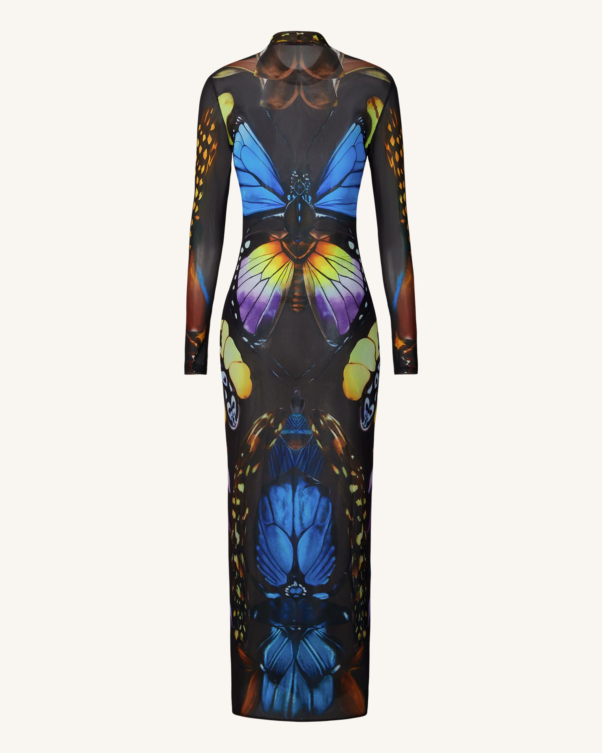 Butterfly Mesh Maxi Dress - Multicolor - Image 4