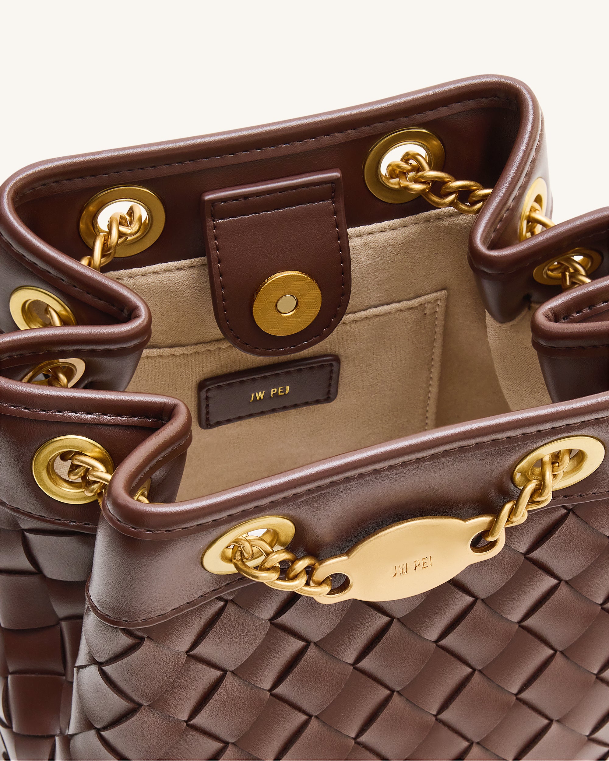 Yara Hand-Woven Bucket Bag - Dark Brown - Image 5