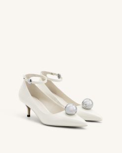 Alternative view of Jewel Buckle Kitten Heels Pumps - White