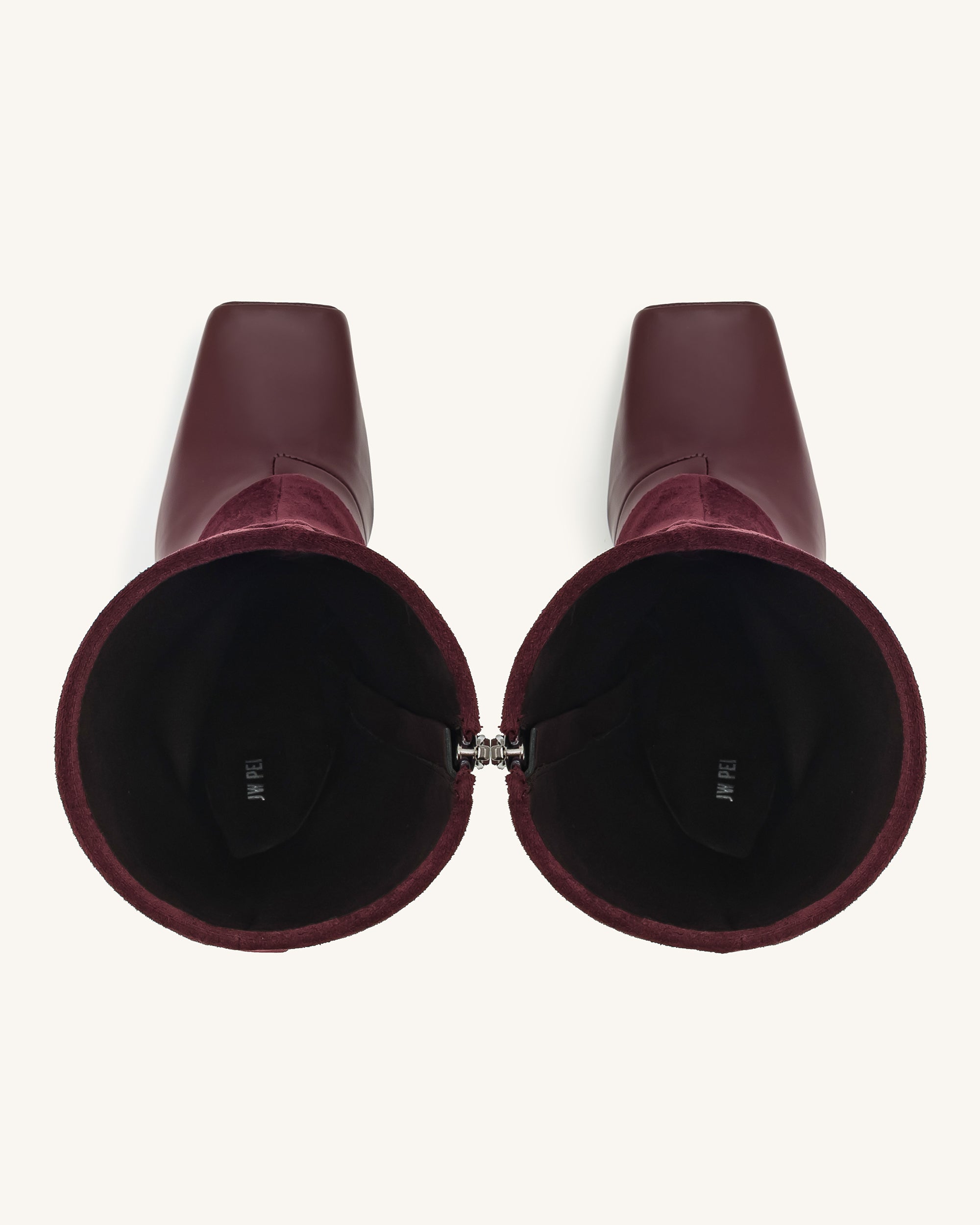 Reyna Square Toe Platform Knit Boots - Claret Red - Image 3