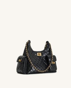 Alternative view of Vivian Quilted Chain Shoulder Bag - Black