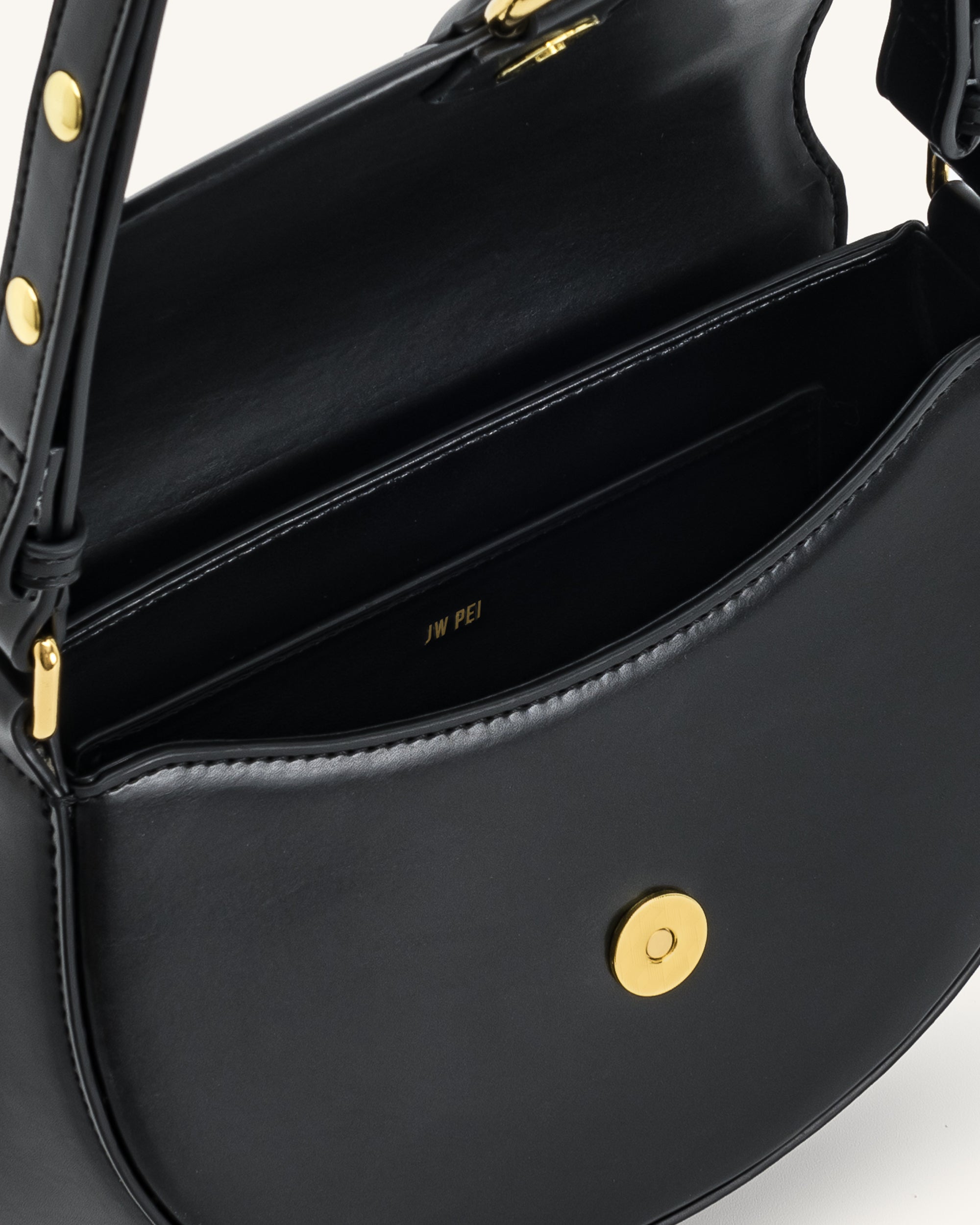 Diana Ring Flap Saddle Bag - Black - Image 5
