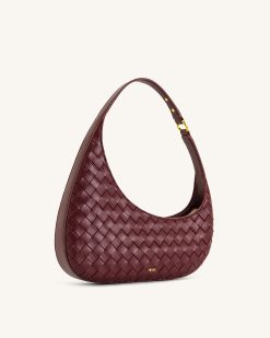 Alternative view of Harlee Weave Texture Shoulder Bag - Burgundy