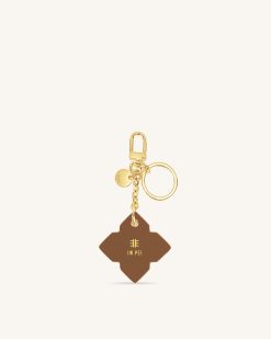 Alternative view of Rhombus Bag Charm And Key Holder - Brown