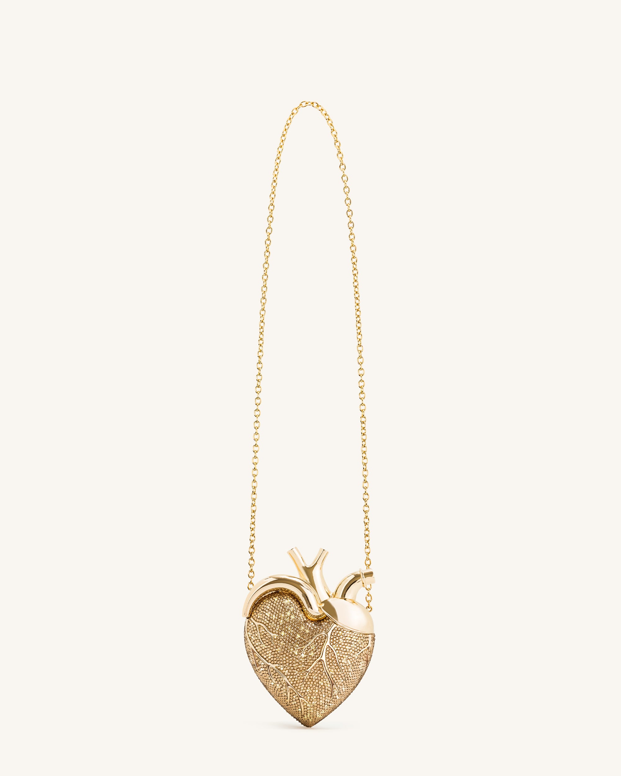 Maren Artificial Crystal Heart Shaped Bag - Gold - Image 2