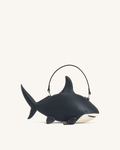 Nerys Shark Look Top Handle Bag - Dark Blue