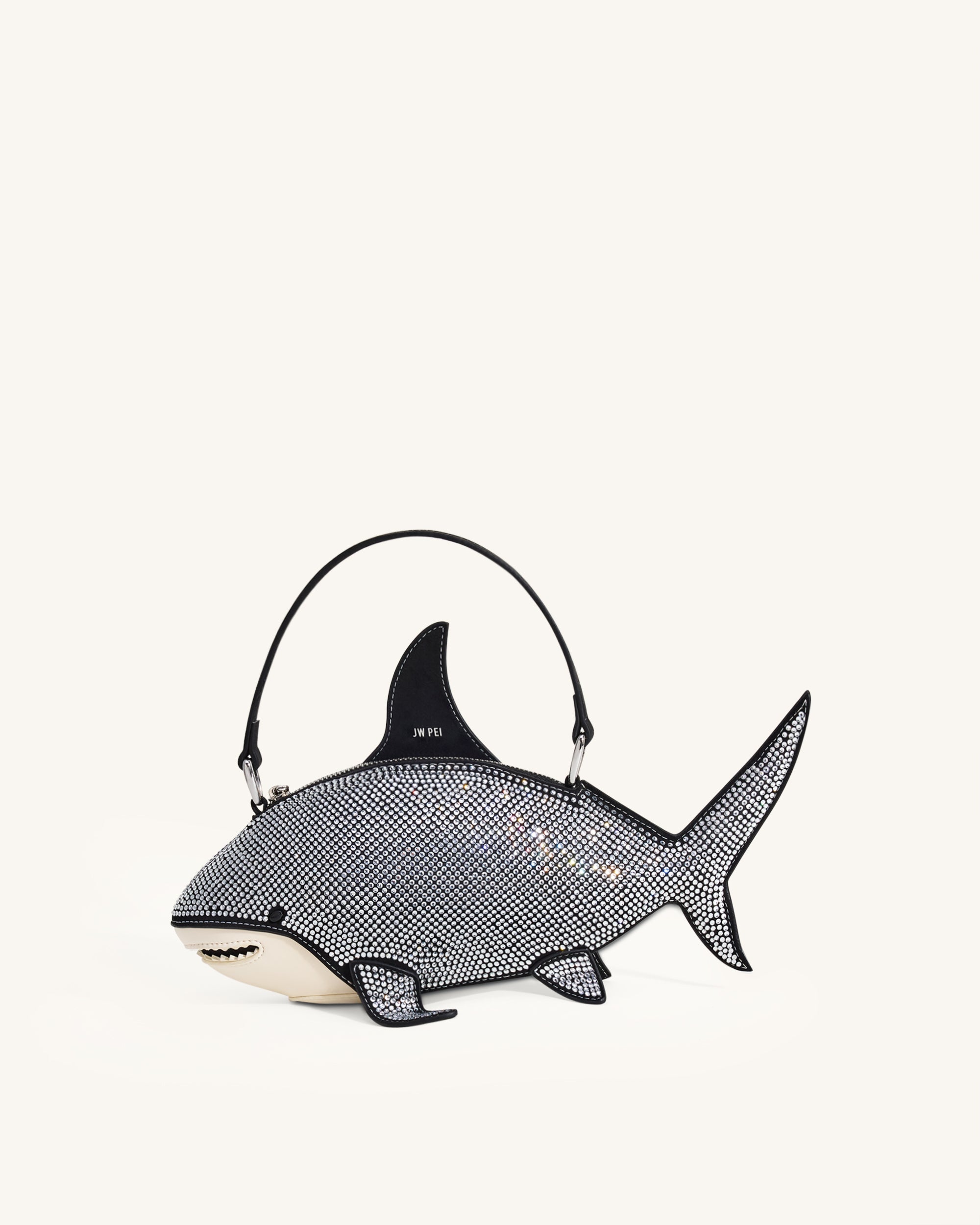 Nerys Artificial Crystal Shark Top Handle Bag - Black - Image 3