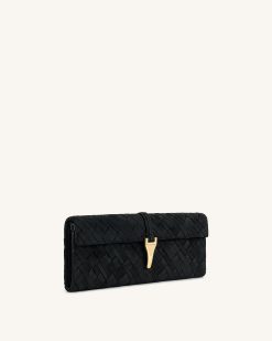 Alternative view of Zaria Woven Clutch - Black