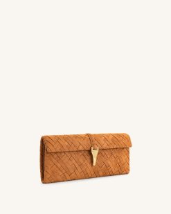 Alternative view of Zaria Woven Clutch - Brown