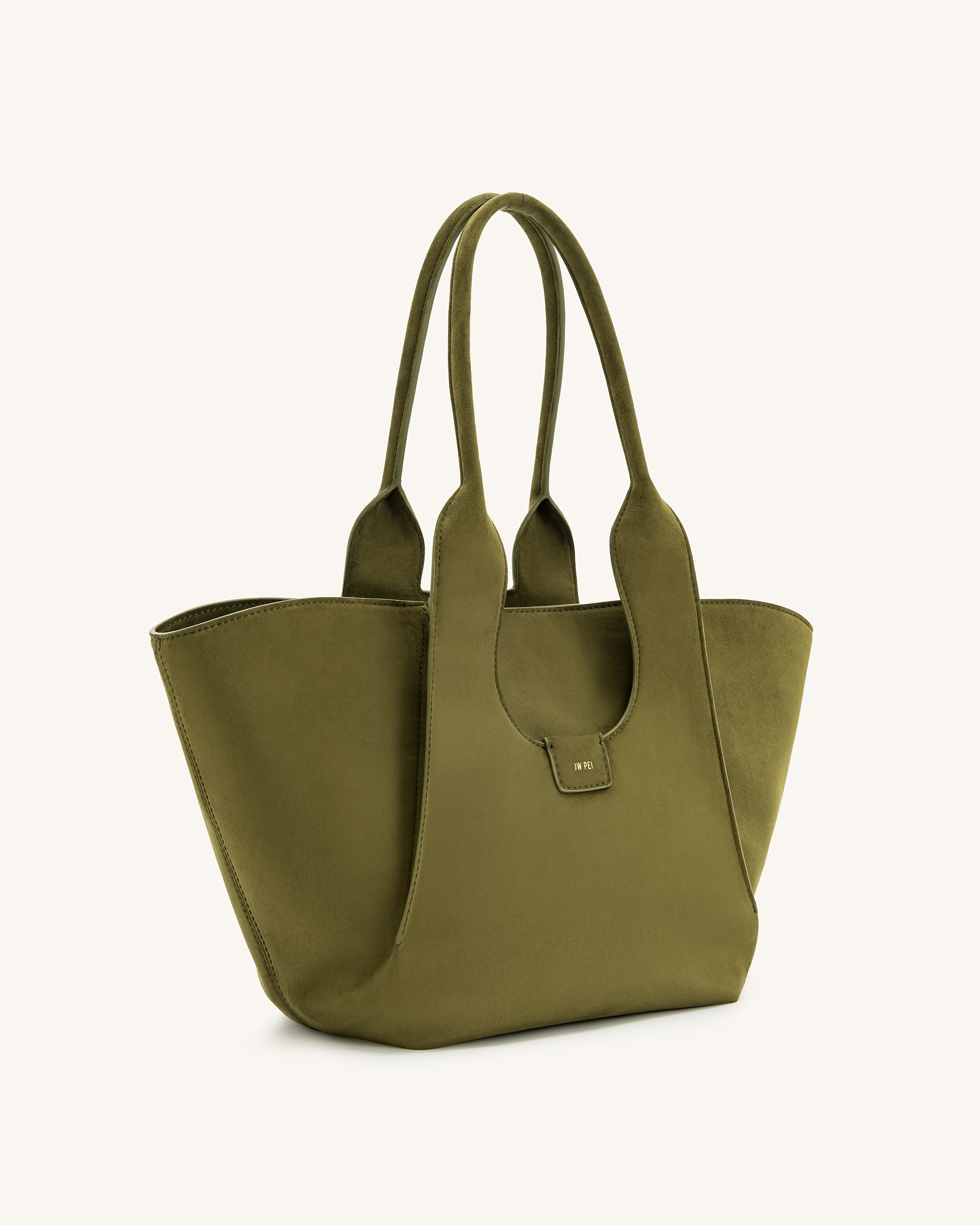 Cara Faux Suede Tote Bag - Dark Olive - Image 2