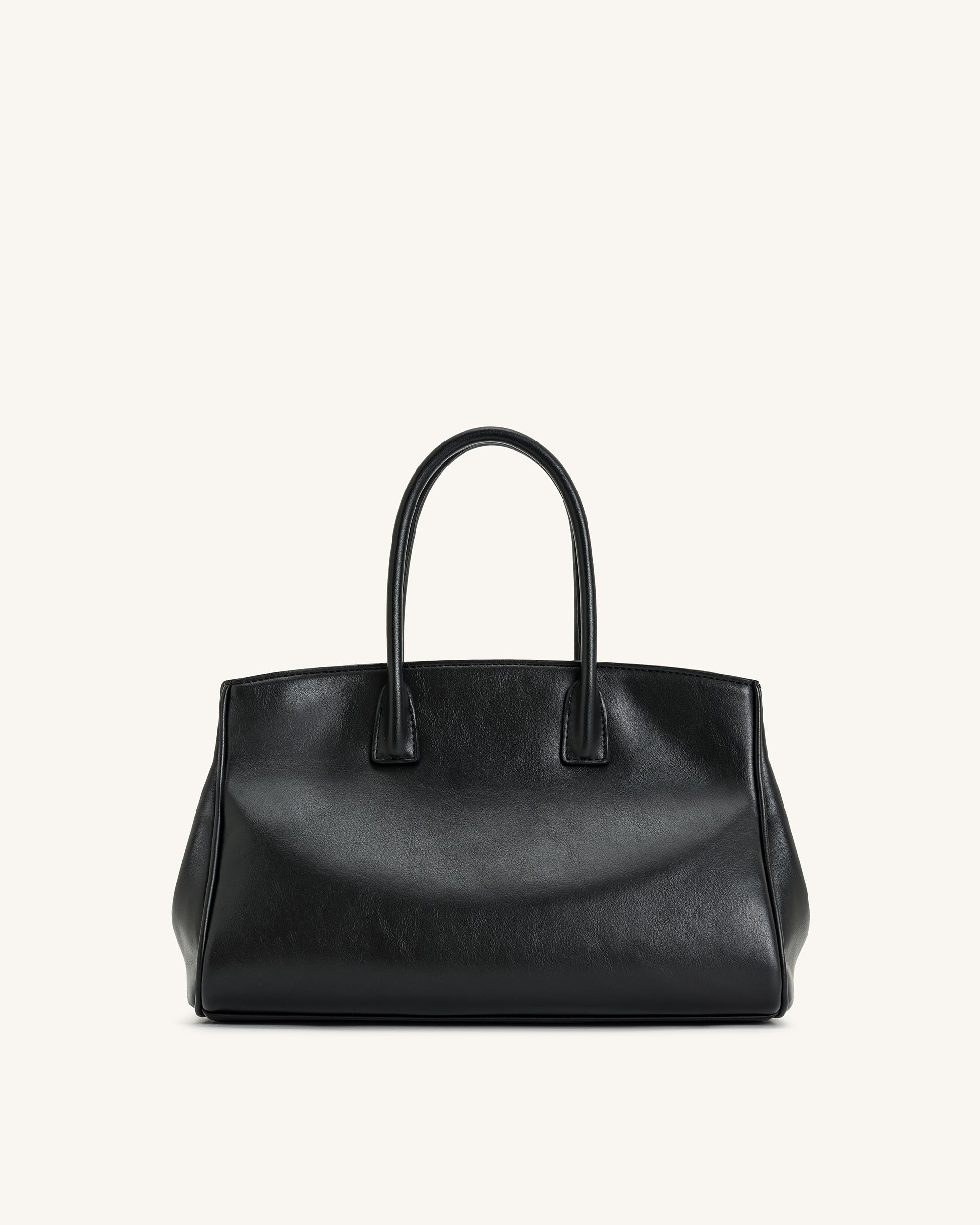Ziva Metal Lock Decoration Tote Bag - Black - Image 3
