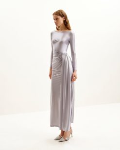 Alternative view of Amara Metallic Ruched Dress - Silver