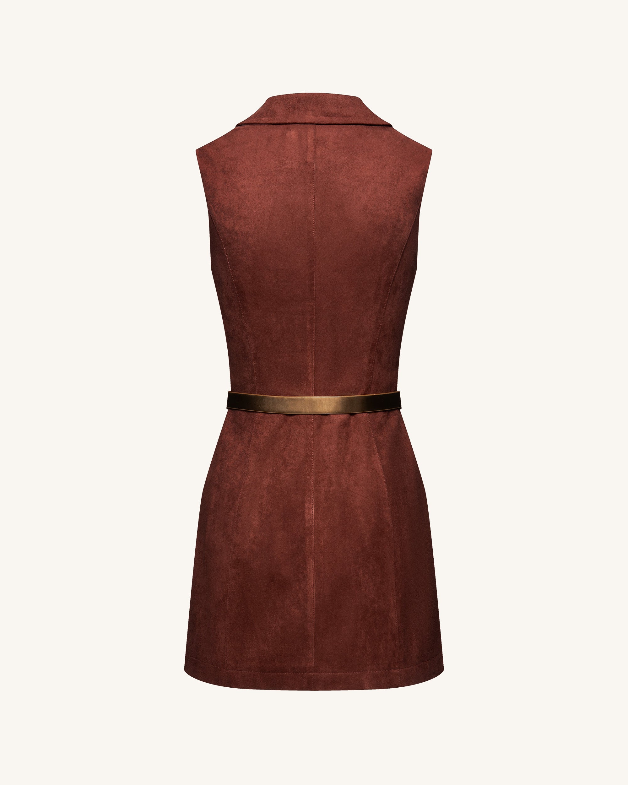 Ariana Sleeveless Suedes Mini Dress - Burgundy - Image 5