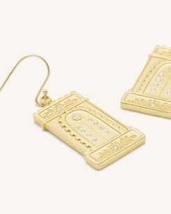 Alternative view of Roman Arch Earrings - 18ct Gold Plated & White Zircon