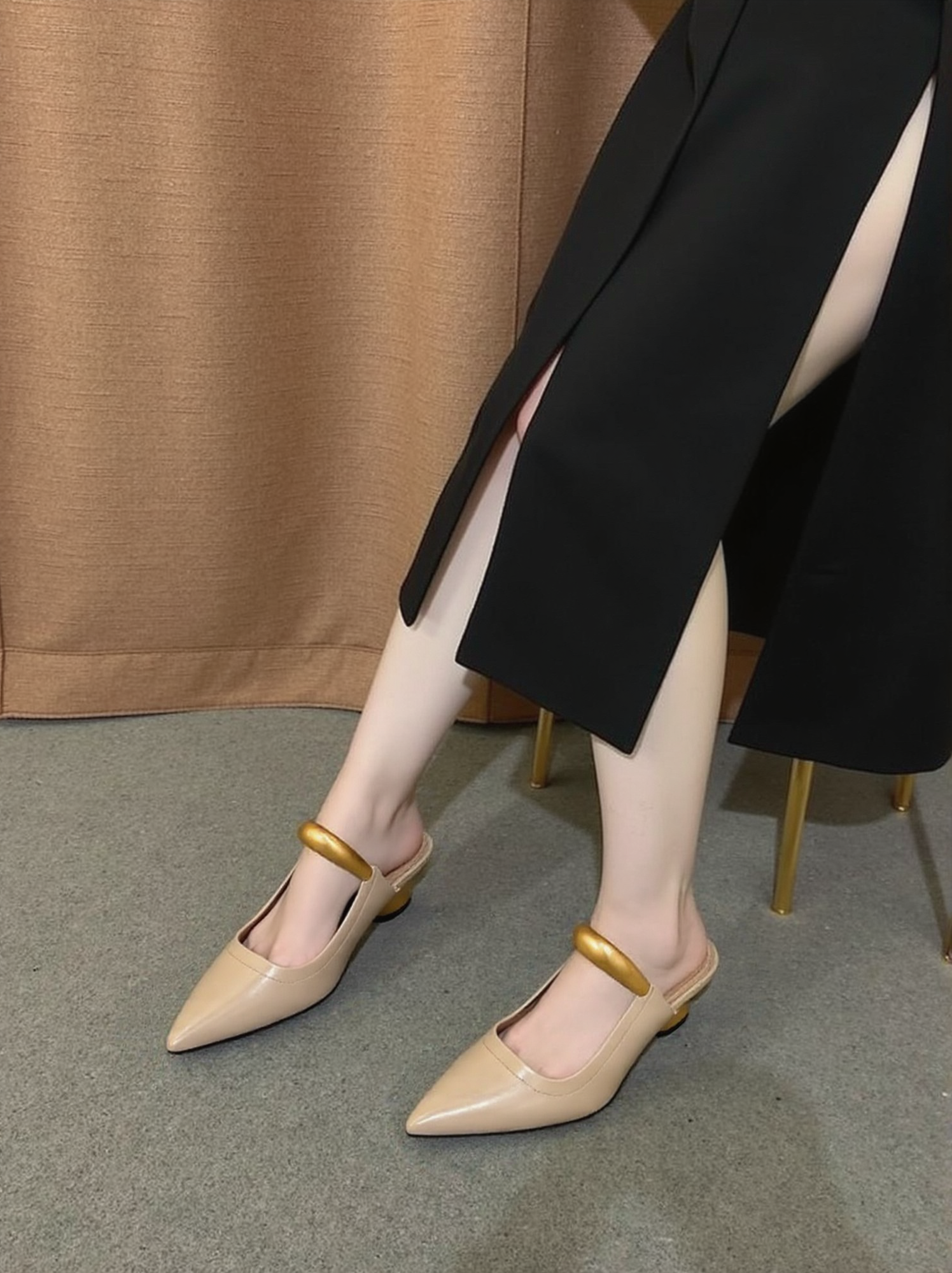 Helena Pierced Mules - Khaki - Image 2