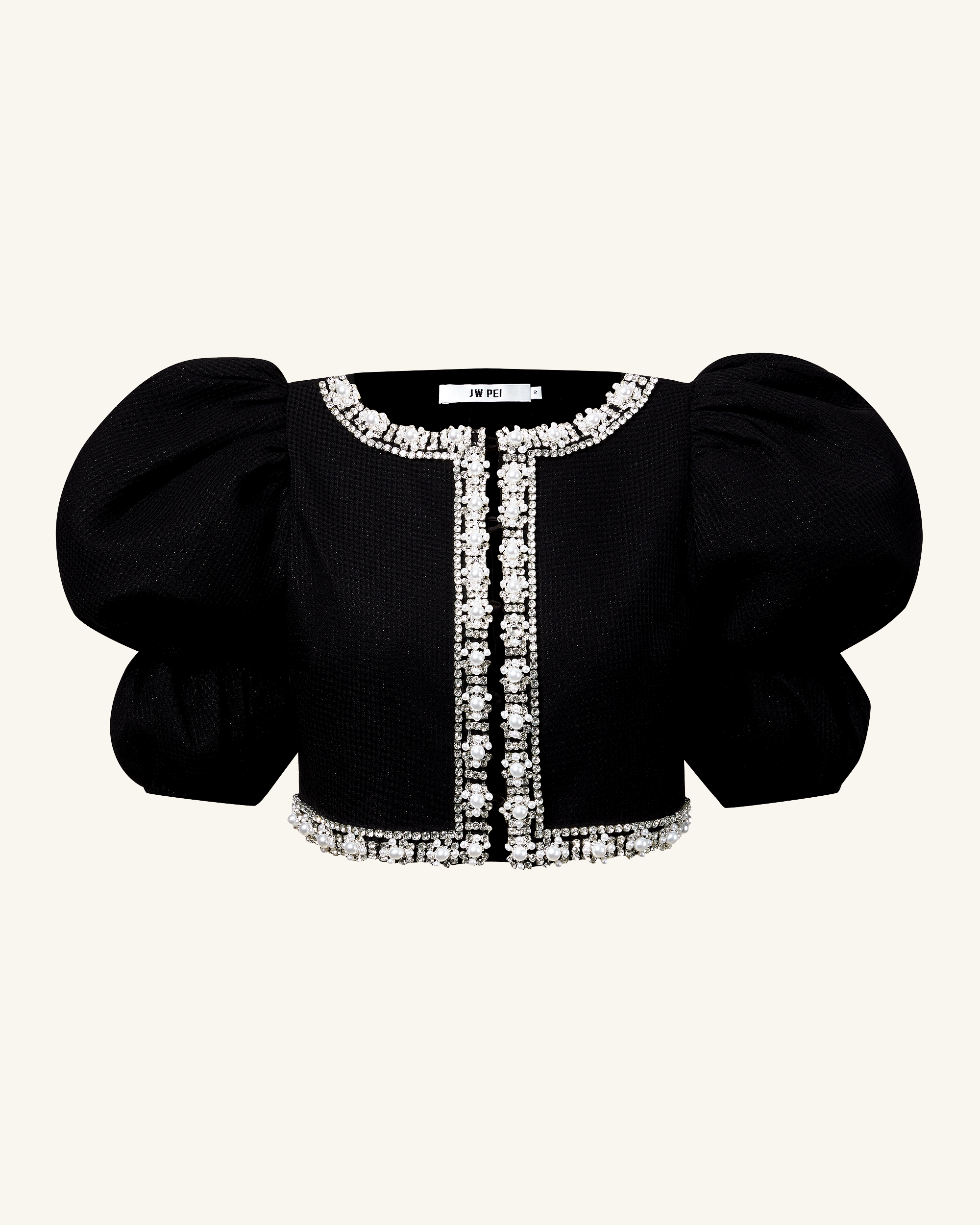 Pearl-Embellished Tweed Set - Black - Image 4