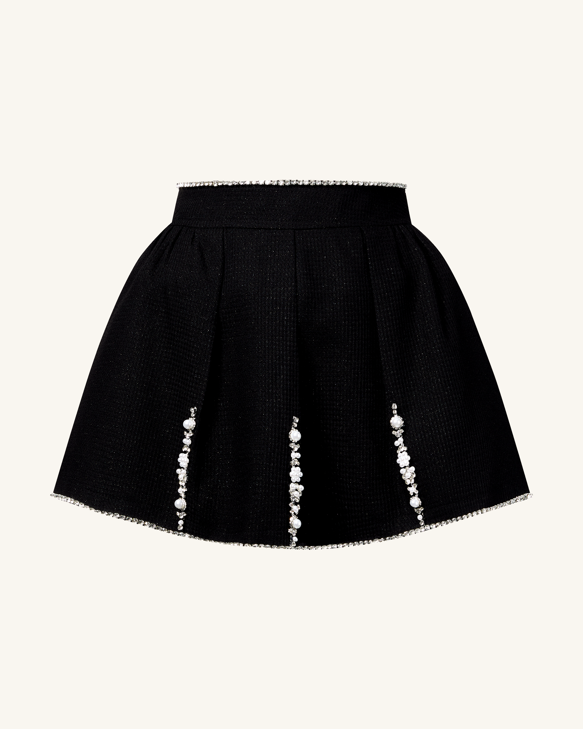 Pearl-Embellished Tweed Set - Black - Image 7