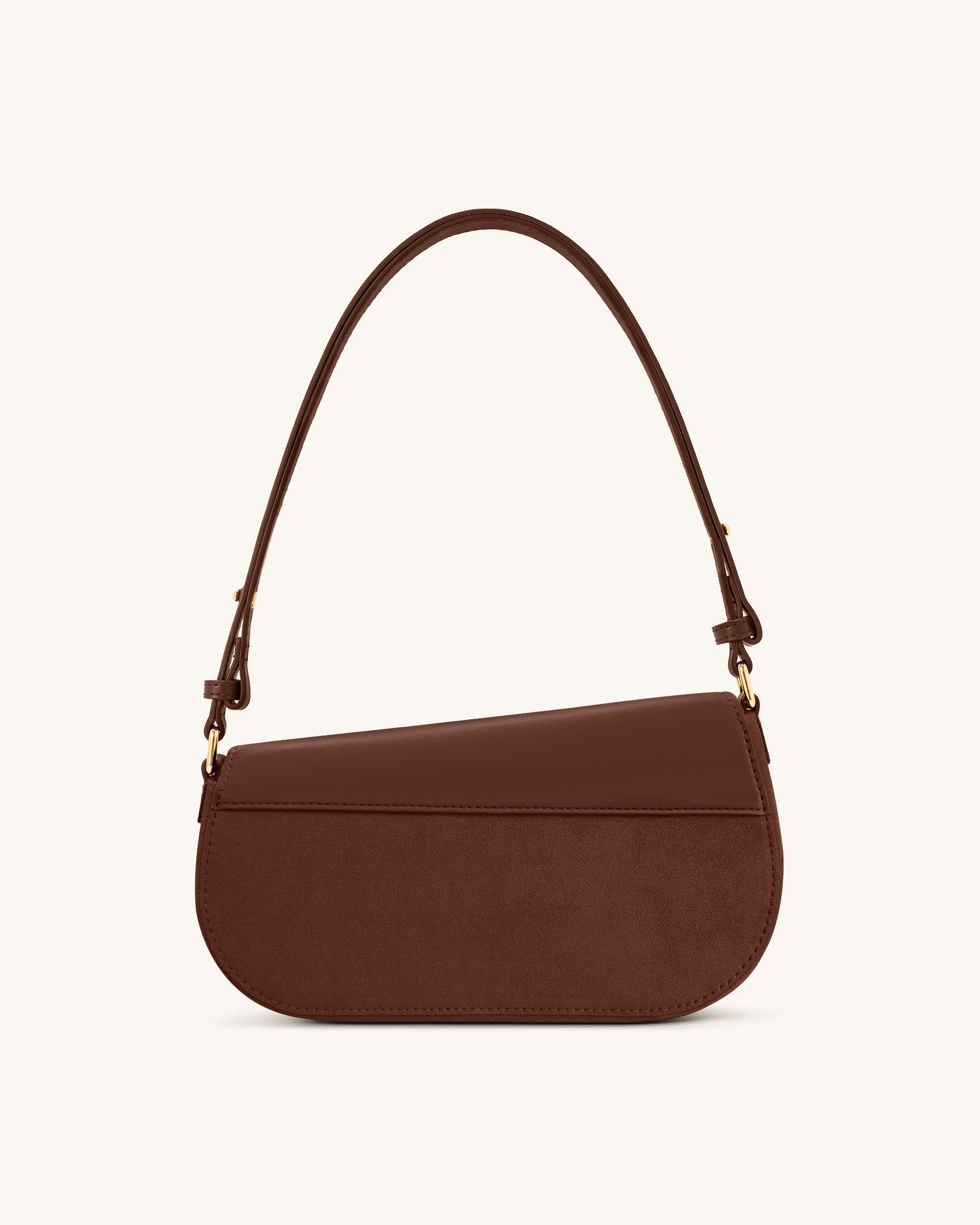 Addisyn Faux Suede Panel Shoulder Bag - Mocha Brown - Image 3