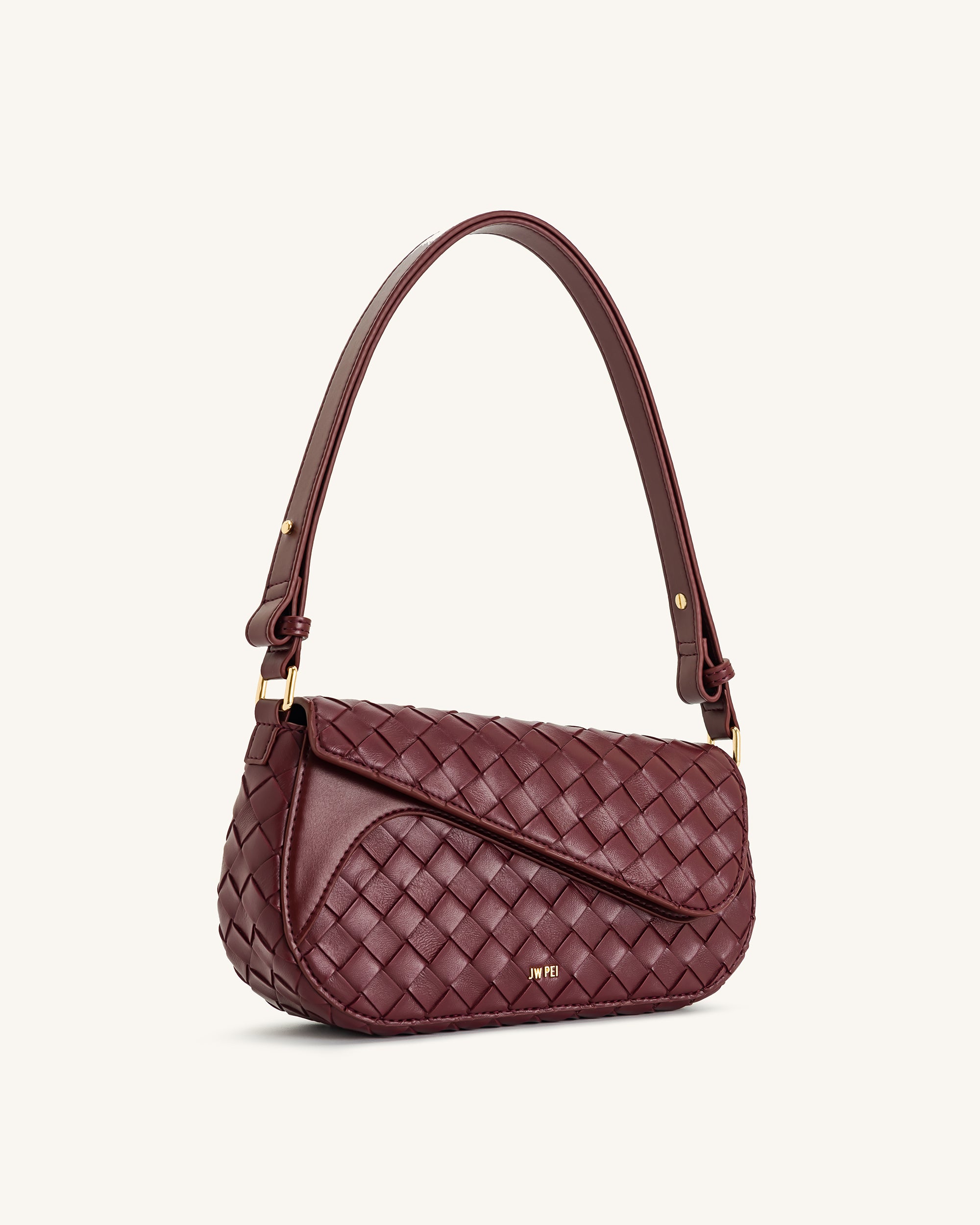 Addisyn Weave Texture Shoulder Bag - Burgundy - Image 2