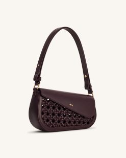 Alternative view of Addisyn Cutout Woven Shoulder Bag - Burgundy