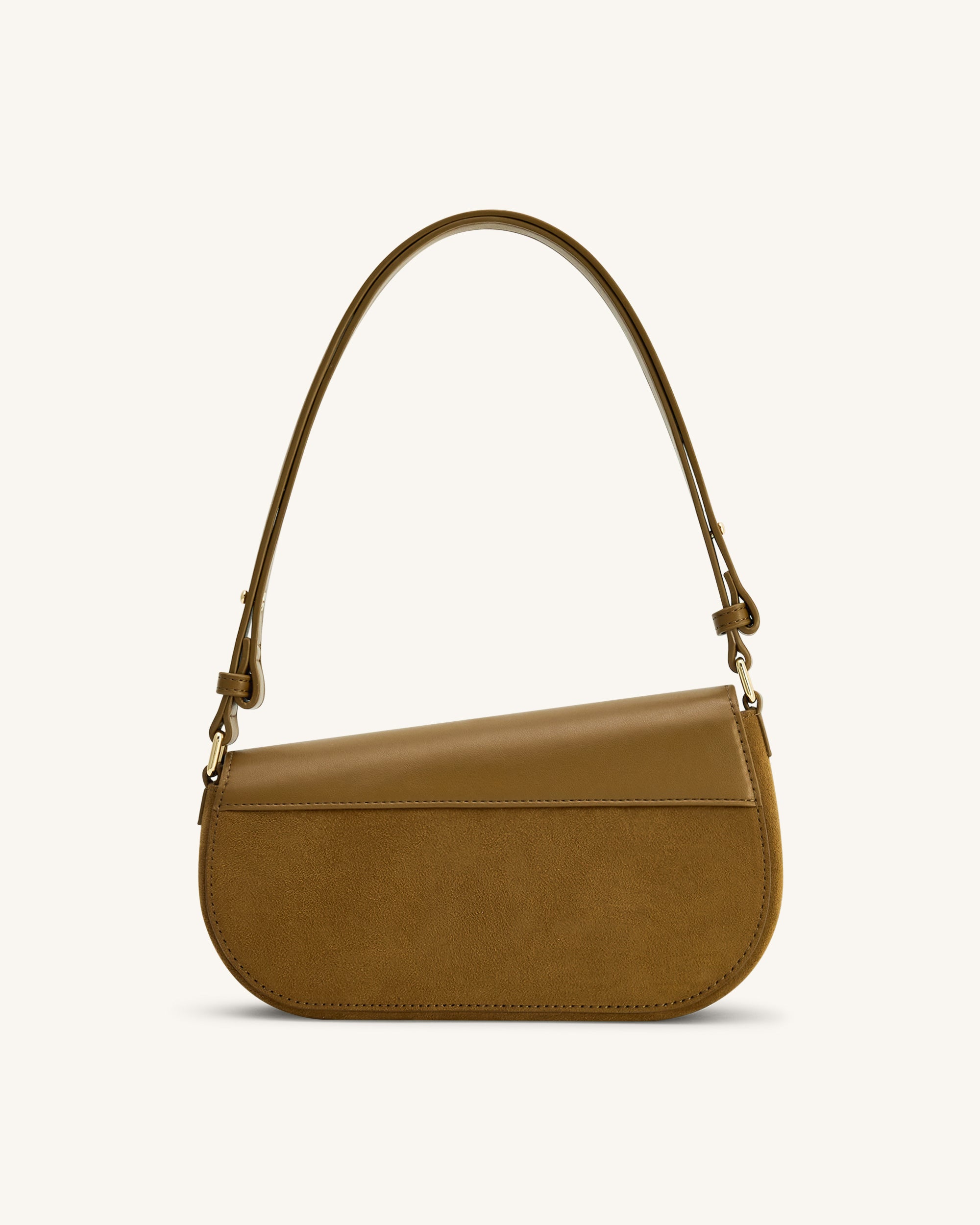 Addisyn Faux Suede Panel Shoulder Bag - Olive - Image 3