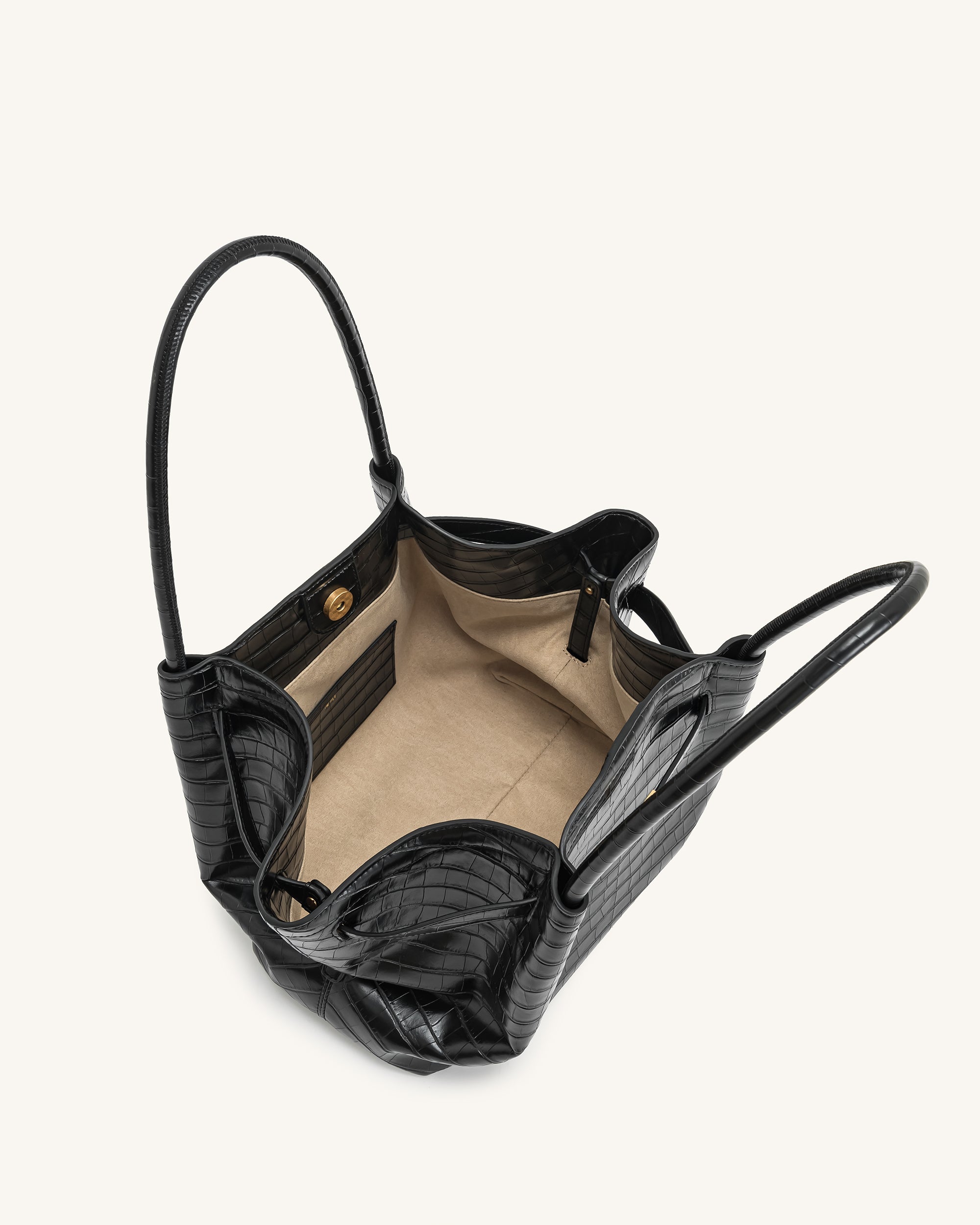 Hana Medium Tote Bag - Black Croc - Image 6