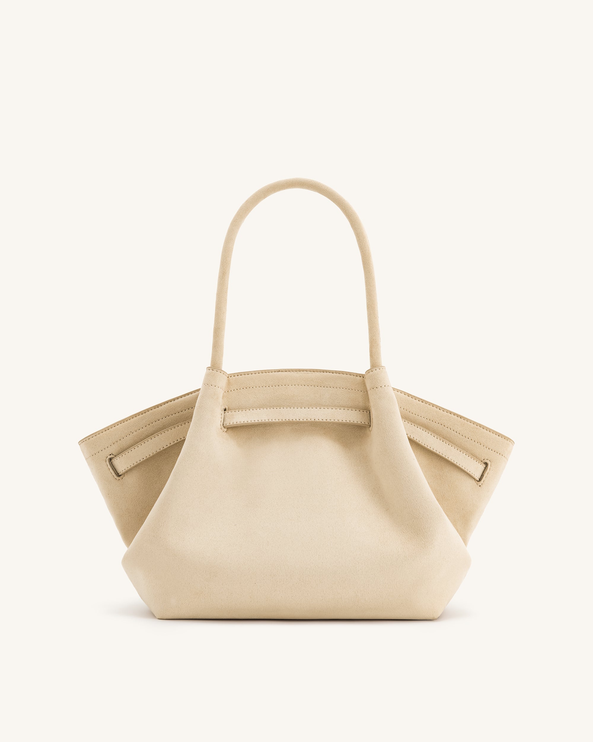 Hana Medium Faux Suede Tote Bag - Off White - Image 4