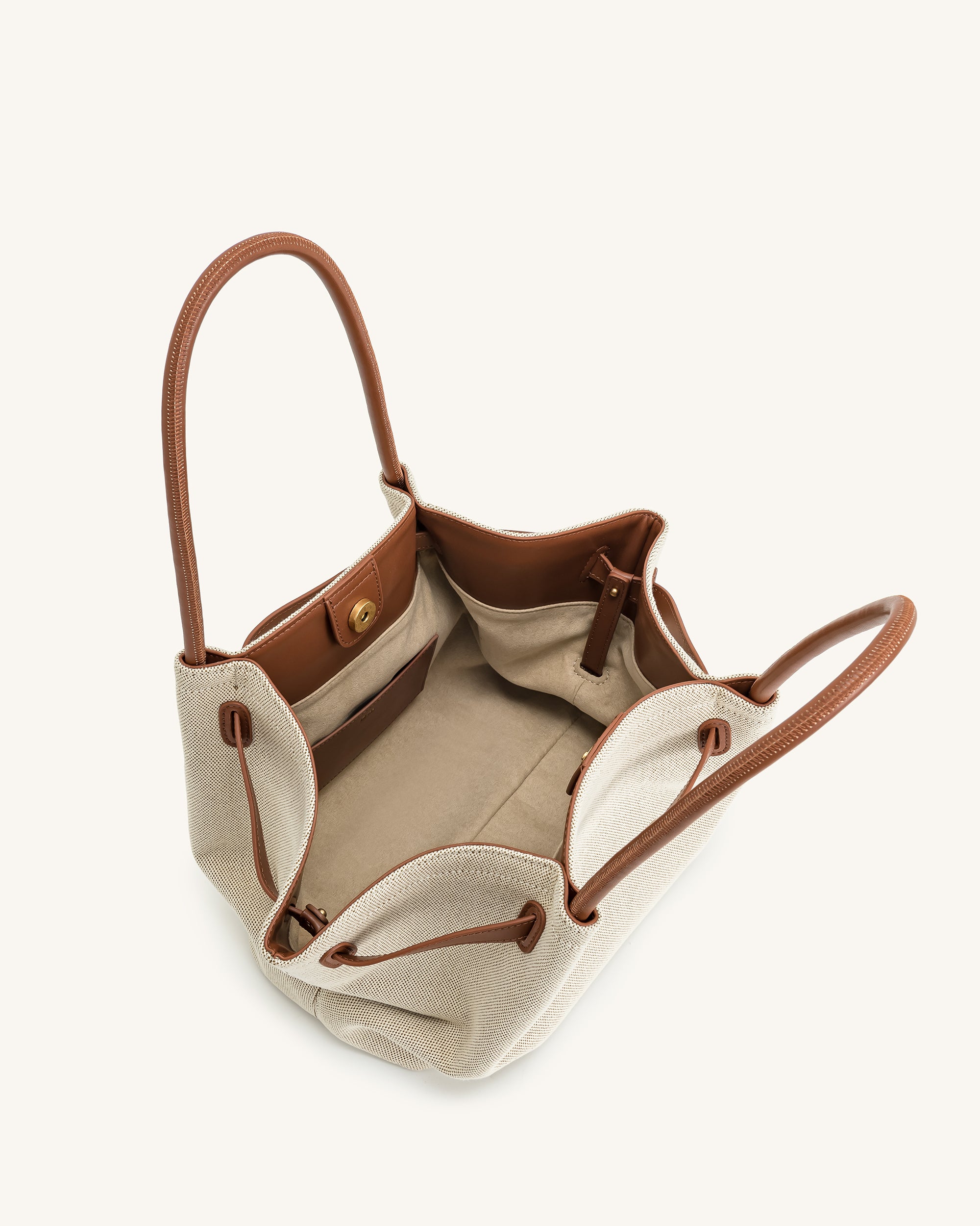 Hana Medium Tote Bag - Brown Canvas - Image 5