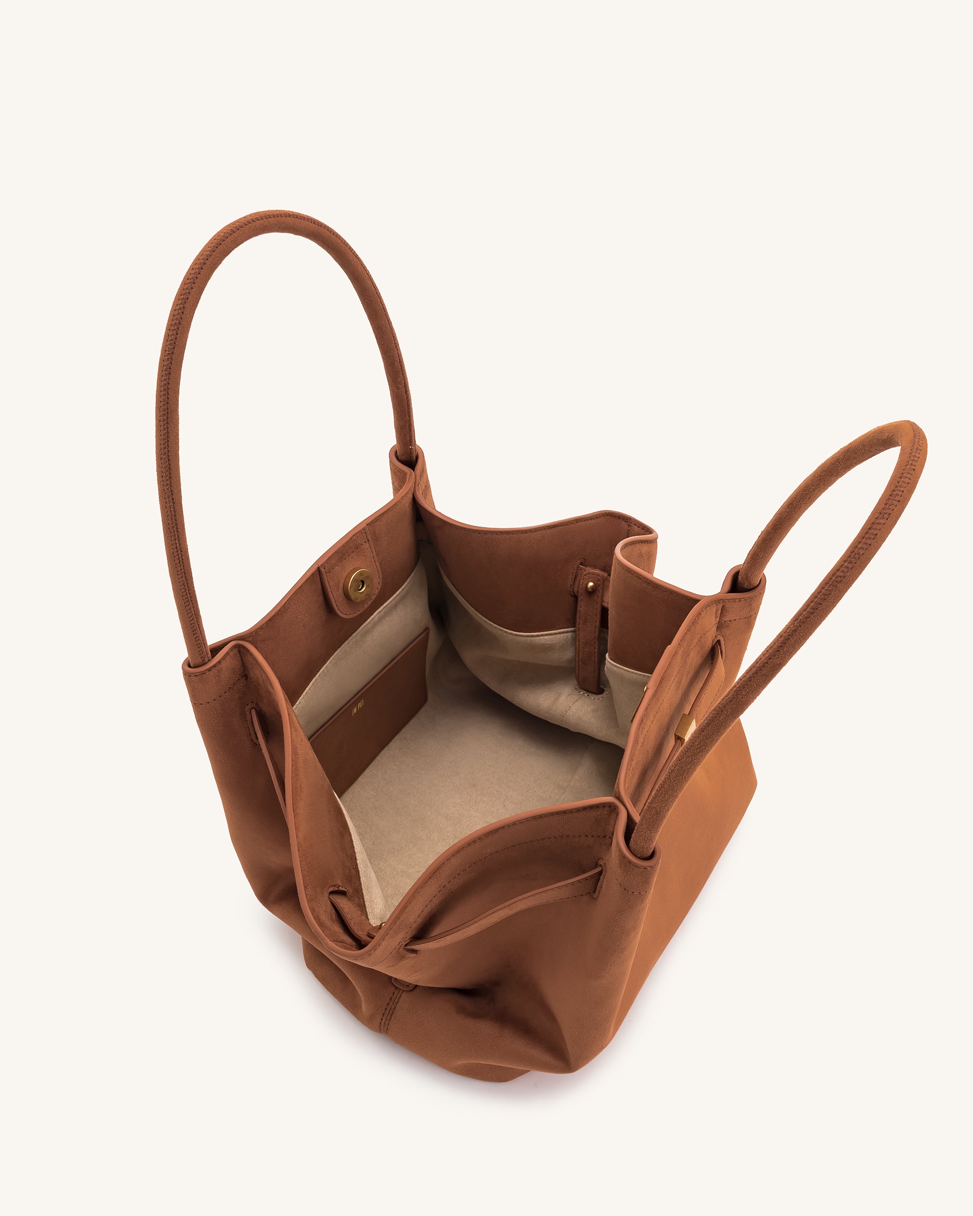 Hana Medium Faux Suede Tote Bag - Brown - Image 6