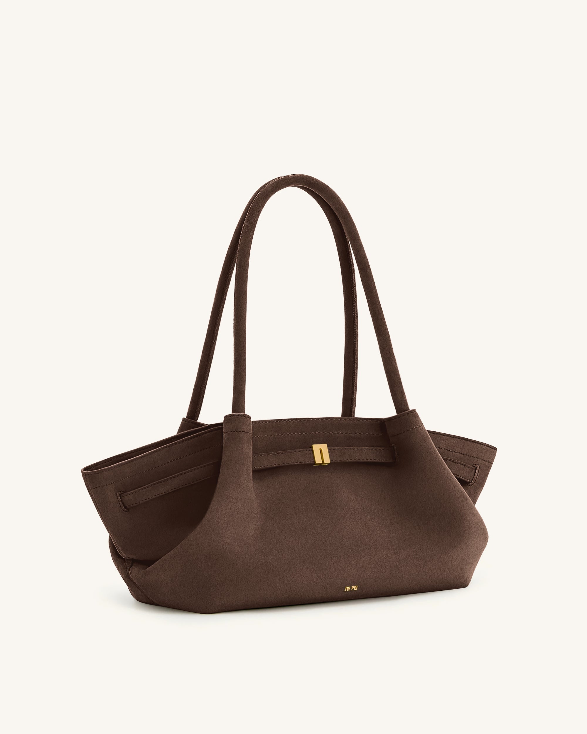 Hana Wide Faux Suede Tote Bag - Dark Brown - Image 3