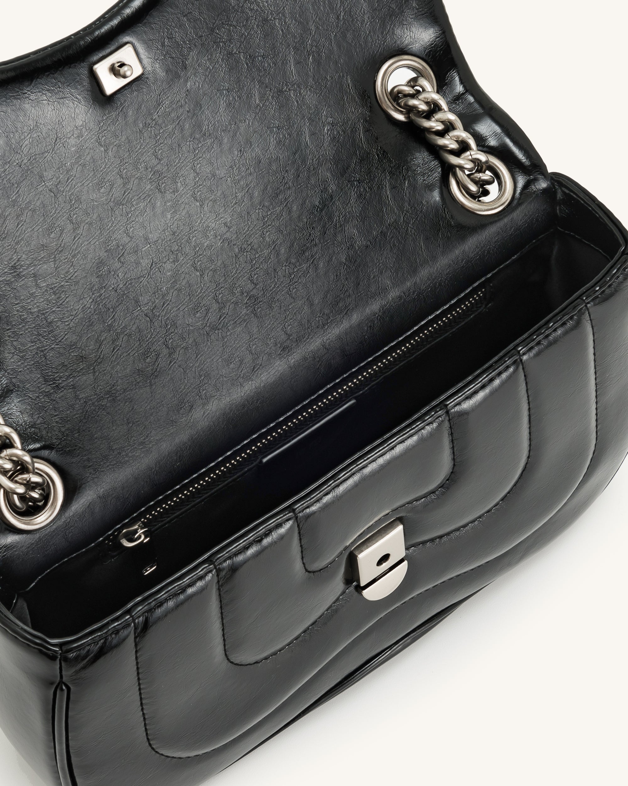 Tina Quilted Chain Crossbody - Black - Image 4
