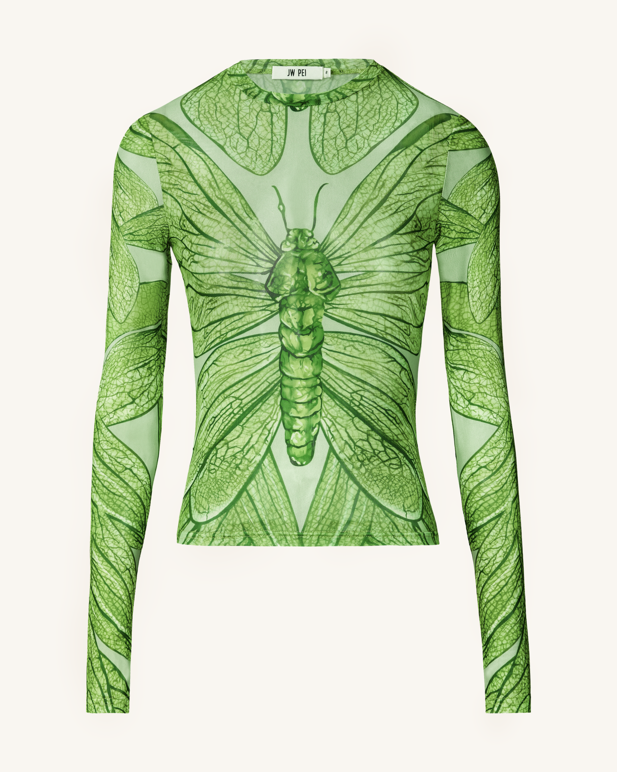 Dragonfly Vein Sheer Top - Green - Image 2