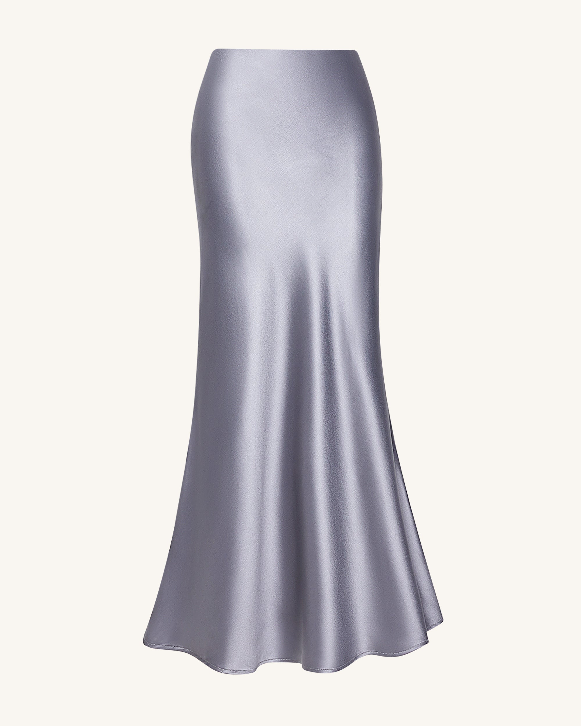 Liquid Satin Mermaid Maxi Skirt - Silver - Image 4