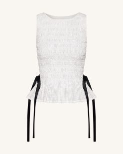 Alternative view of Smocked Peplum Sleeveless Top - White