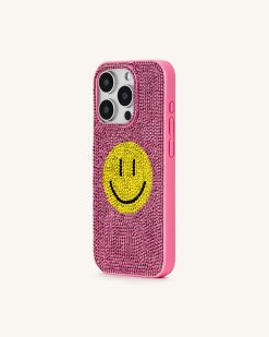 Alternative view of Smile Face Artificial Crystal Phone Case - Pink